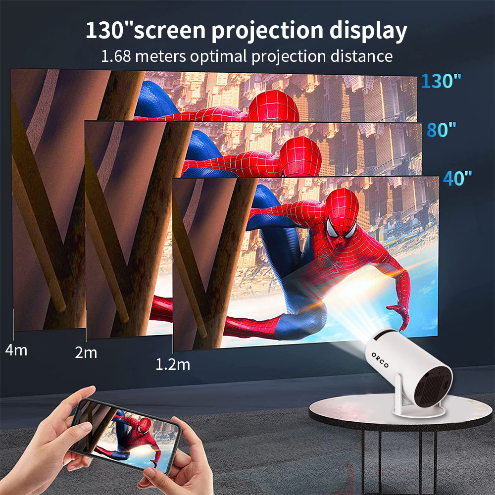 Orco Mini Projector 4K 1080P Supported with Android System, Portable Projector with WiFi 6 and Bluetooth 180 Degree