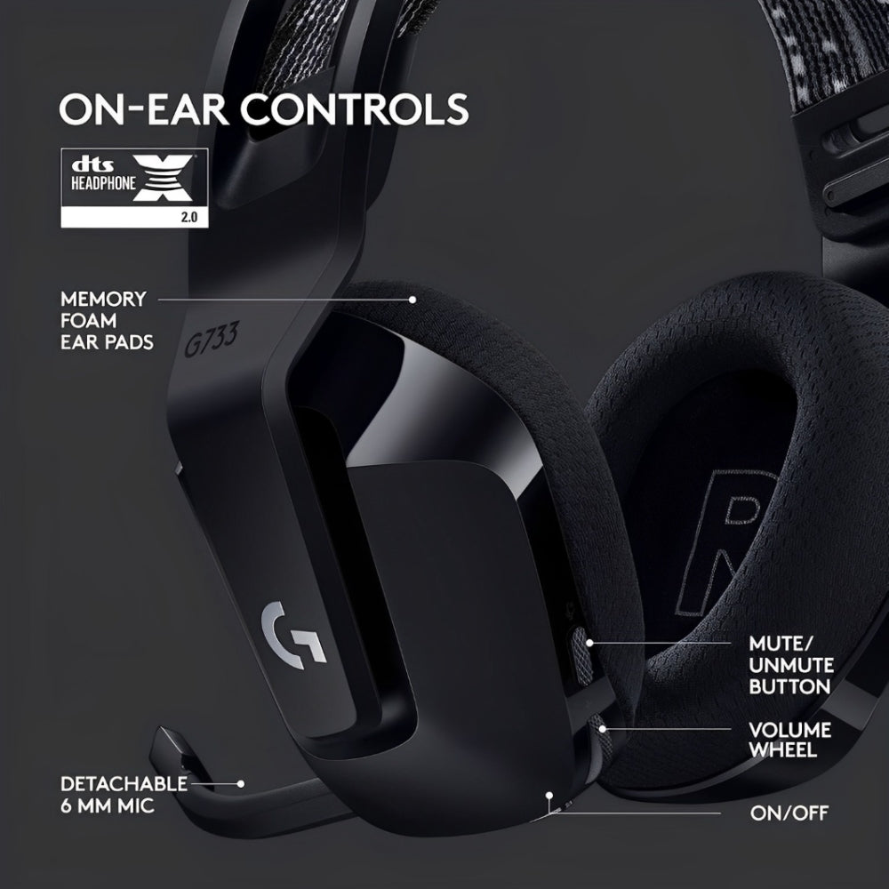 Logitech G733 Wireless Gaming Headset Black, White