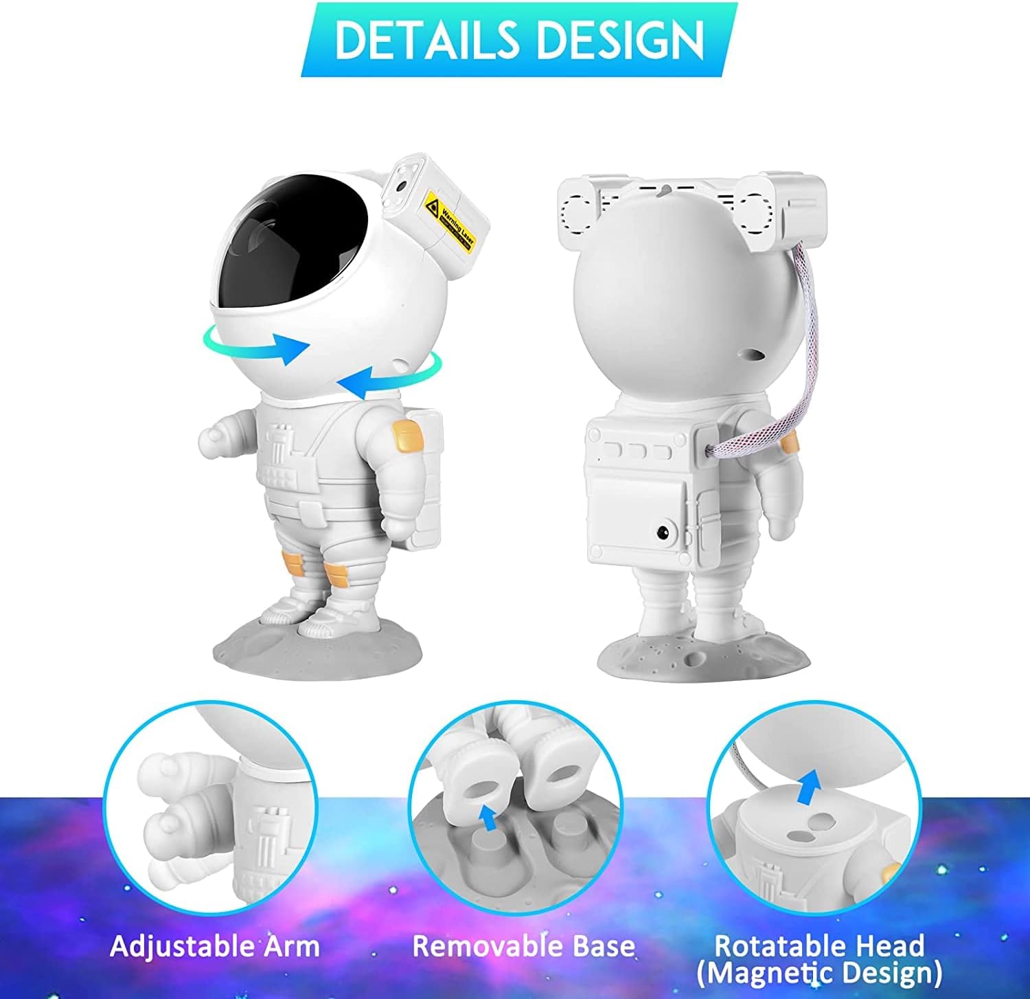 Orco Astronaut Galaxy Projector Kids Night Light, Starry Lamp for Bedroom, Gaming Room, Home Theater