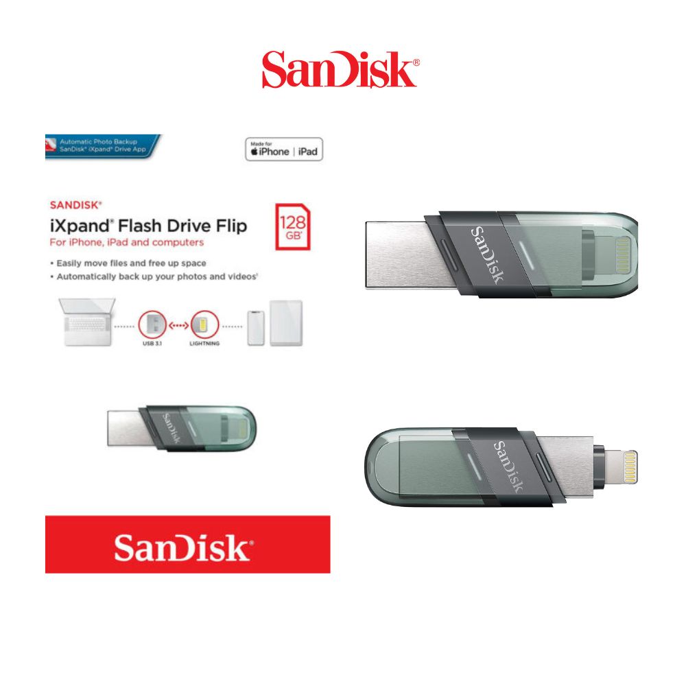 SanDisk iXpand Flash Drive Flip Type A USB + Lightning Pendrive Flash Drive