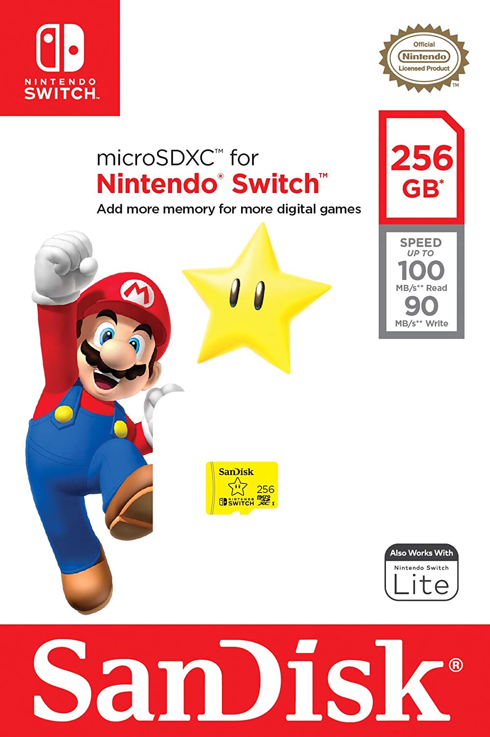 Sandisk Nintendo switch gaming console micro sd memory card 256gb