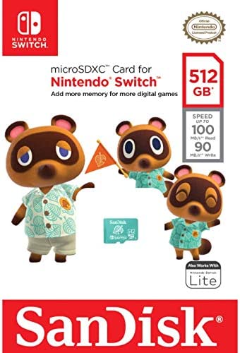 Sandisk Nintendo switch gaming console micro sd memory card 512gb