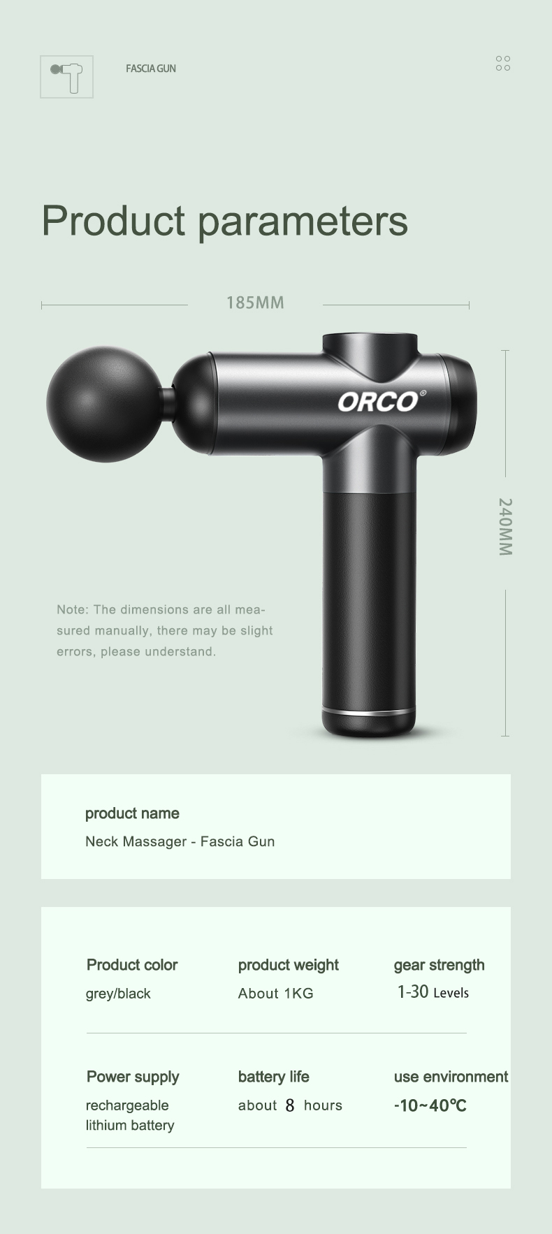 Orco Pro Max LA8 Muscle Massage Gun, Powerful and Quiet Massage Gun Deep Tissue Percussion Massager Gun for Athletes, Electric Back Massagers, Handheld Portable Body Massager Gun Ideal Gifts (Copy)