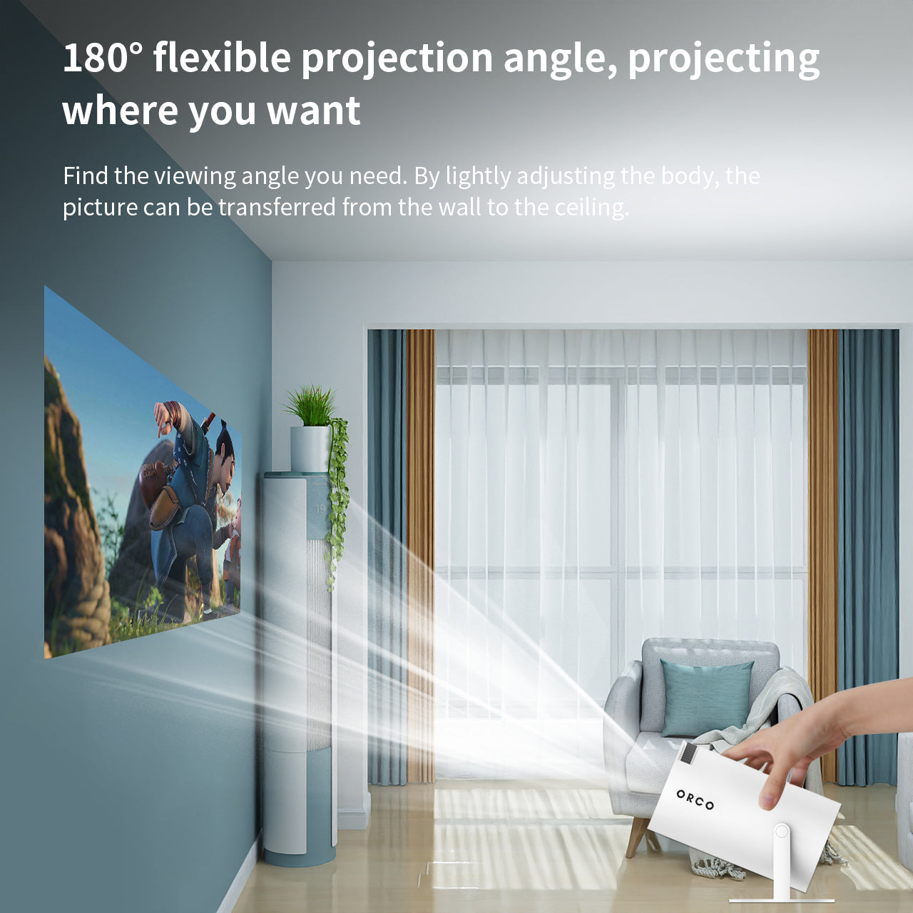 Orco Mini Projector 4K 1080P Supported with Android System, Portable Projector with WiFi 6 and Bluetooth 180 Degree