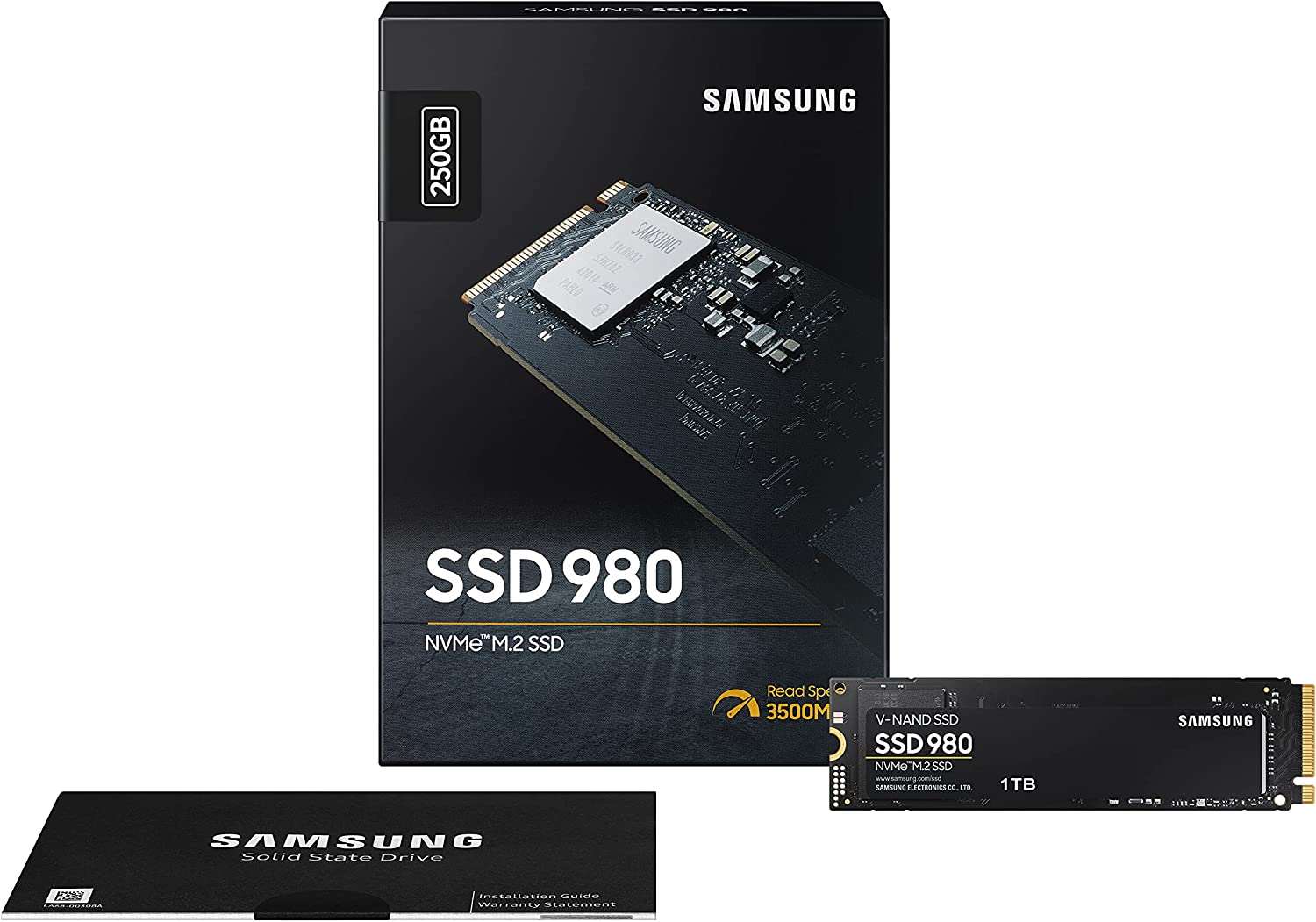 Samsung 980 NVMe M.2 Solid State Drive, Black, 3500mb/s read speed SSD