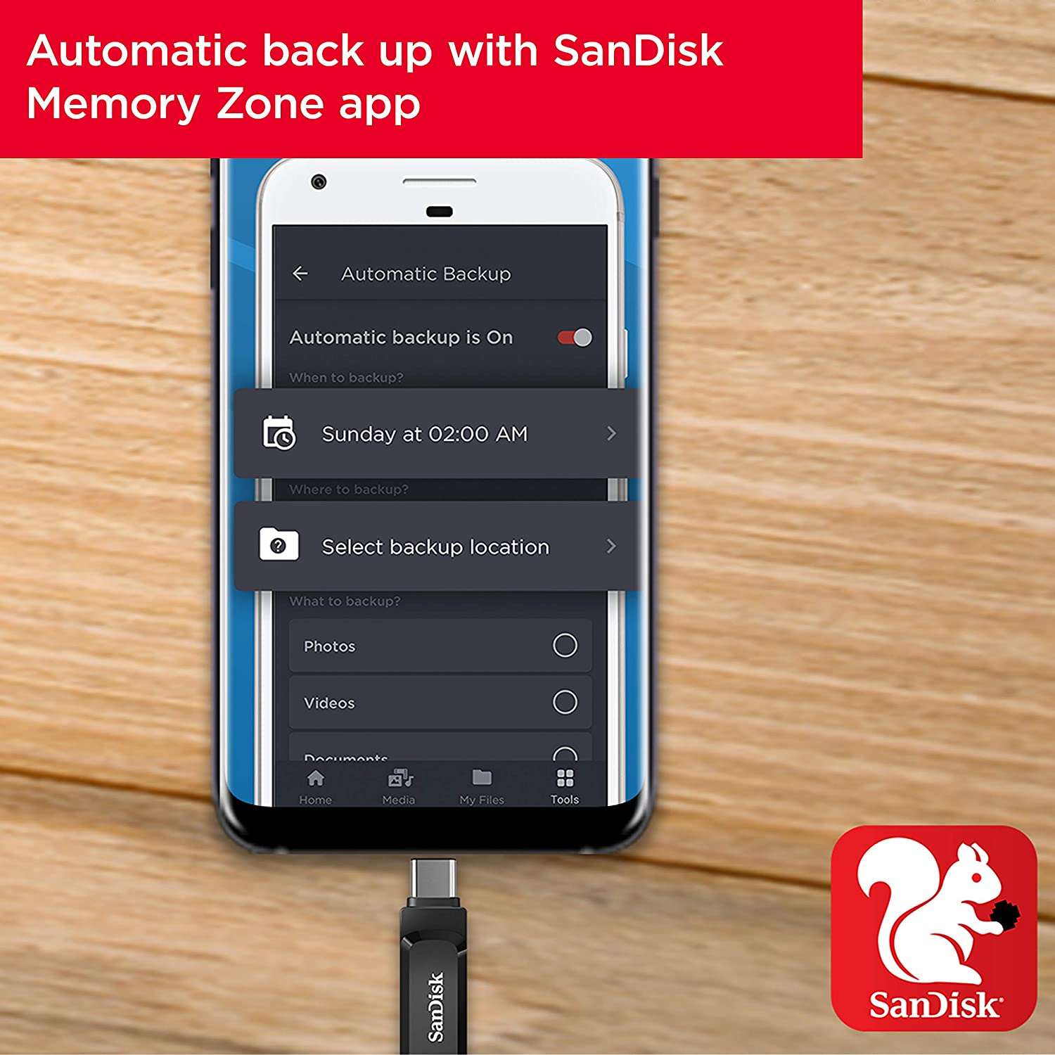 Automatic back up with sandisk memory zone app 
