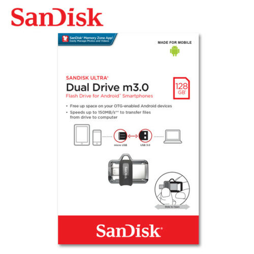 Sandisk SDDD3 G46 Dual Drive M3.0 Flash drive for android smartphones 128gb