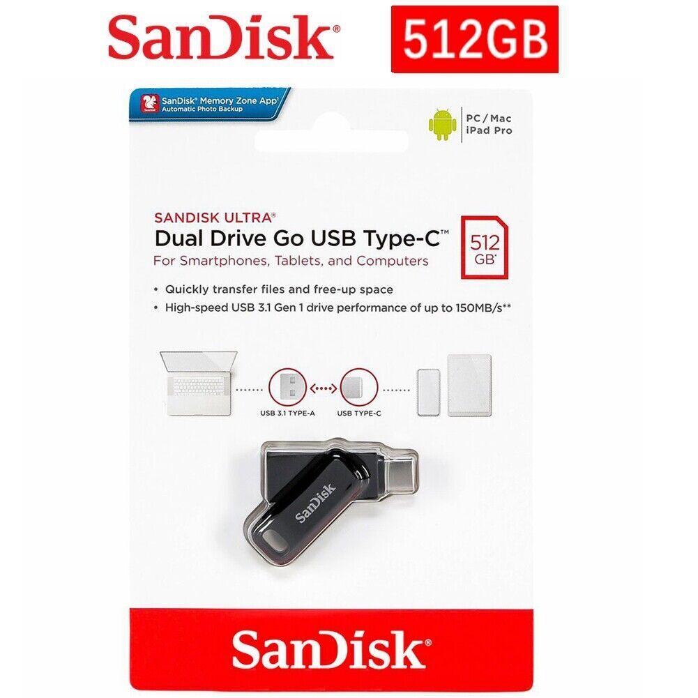  Sandisk Sdddc2 dual drive go usb type c Flash drive 512gb 