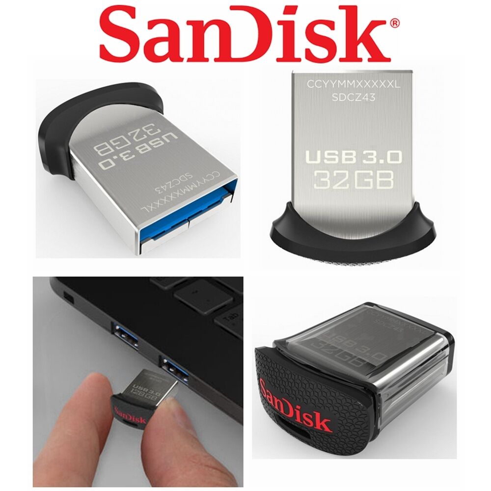 Sandisk Ultra Fit USB 3.1 Flash Drive Small Tiny Black