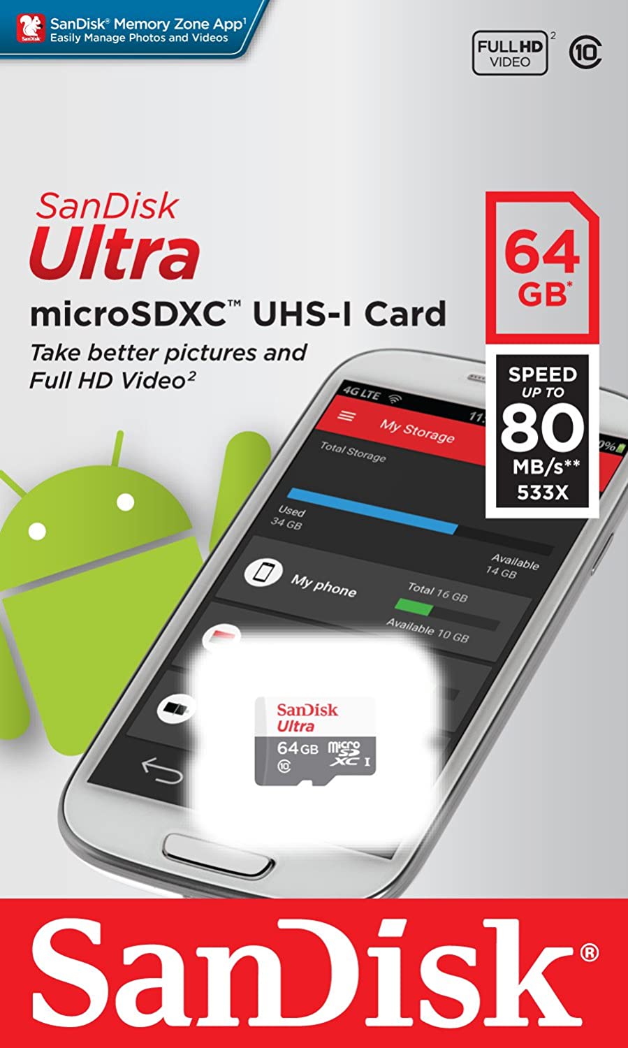  Sandisk Ultra Mobile Lite Micro SD Memory Cards 64gb 