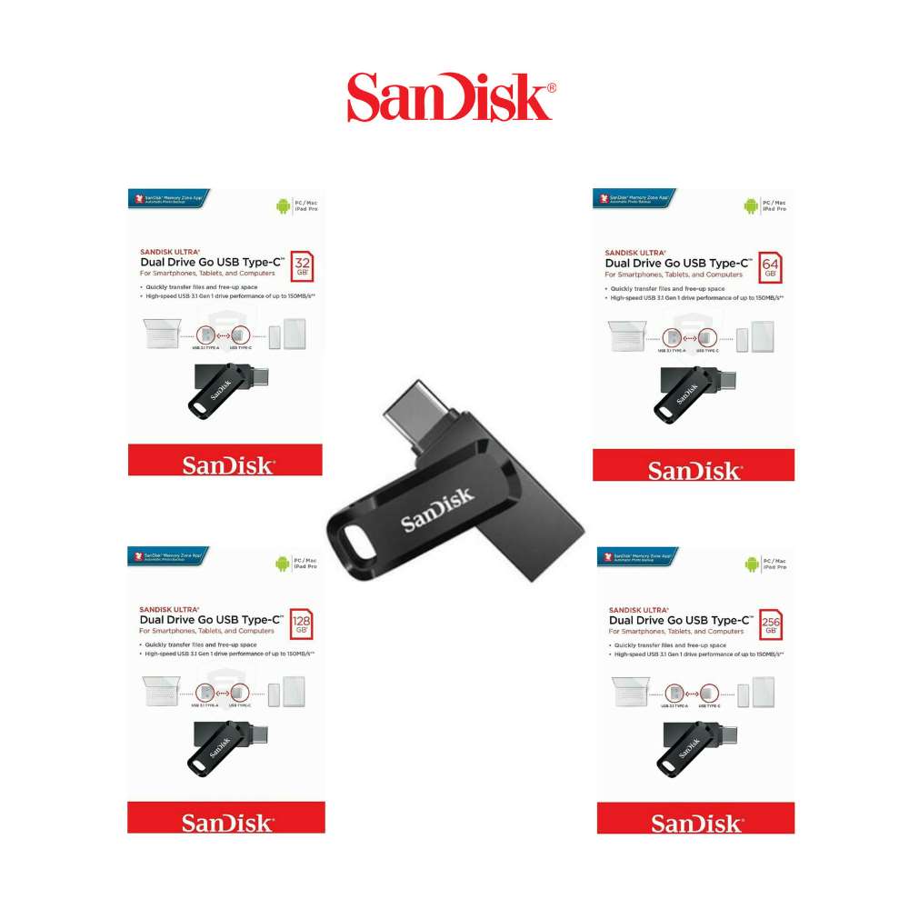 2 x SanDisk 256GB Ultra Dual Drive Go Type-C to USB 3.1 Flash Drive  SDDDC3-256G