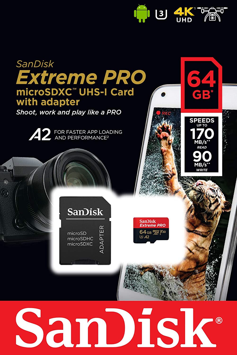 Sandisk Extreme PRO Micro SD memory cards 64 GB