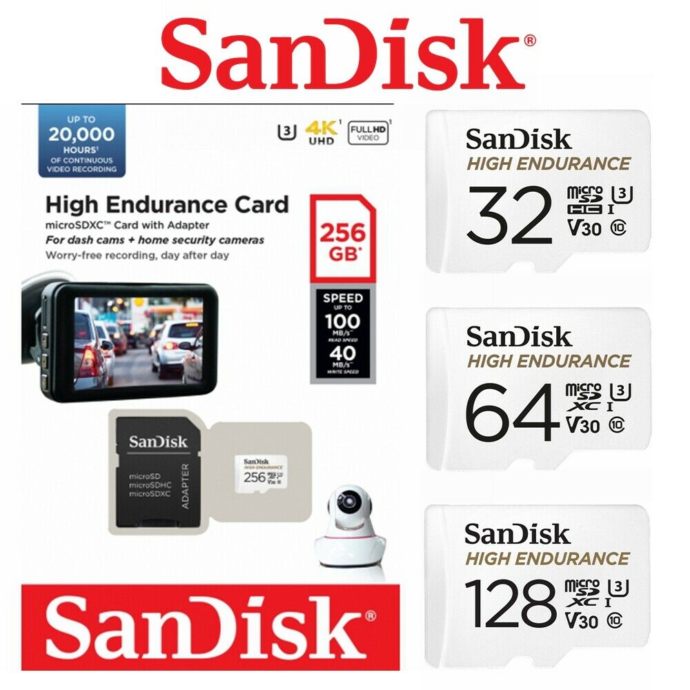 SanDisk High Endurance Micro SD Card DashCam Security 4K 100Mb