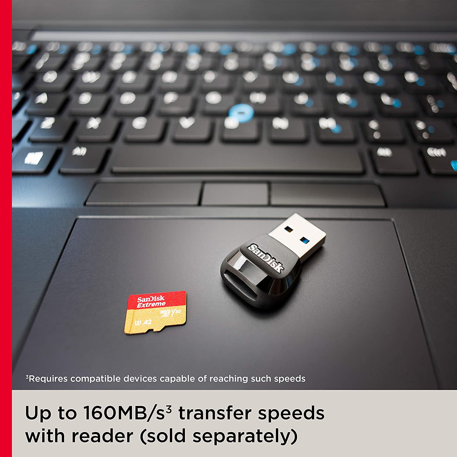 Up to 160mbs transfer speeds with reader
