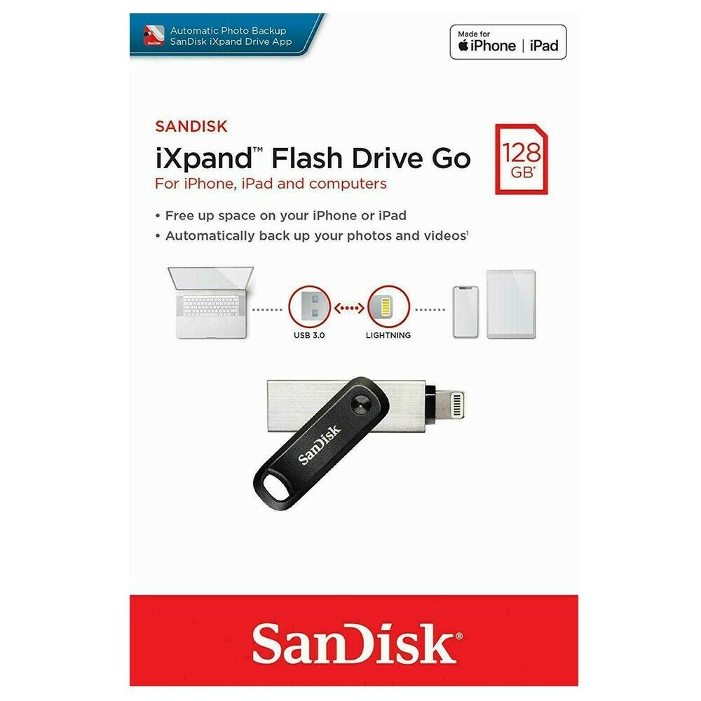 SanDisk iXpand Flash Drive Go USB for iPhone and iPad Lightning - SDIX60N-GN6NN Lightning