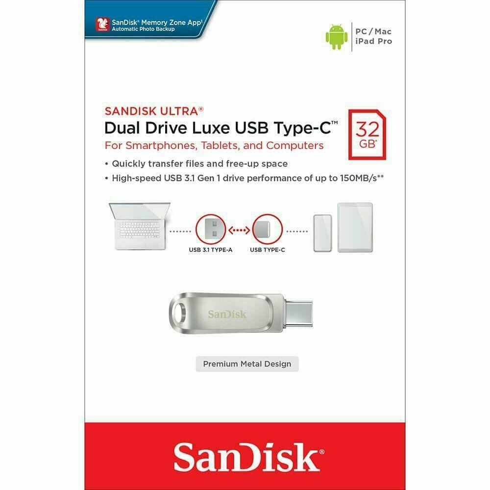 SanDisk Ultra Dual Drive Luxe USB Type C Flash Drive SDDDC4
